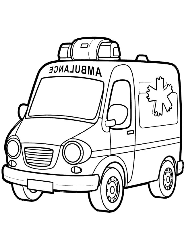 Pediatric ambulance coloring page